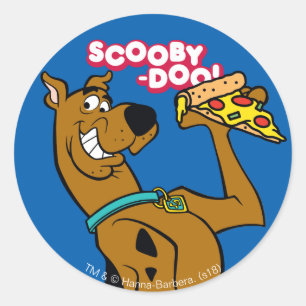 Scooby-Doo With Pizza Slice Classic Round Sticker