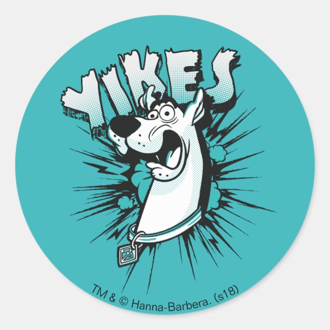 Scooby-Doo "Yikes!" Halftone Graphic Classic Round Sticker (Front)