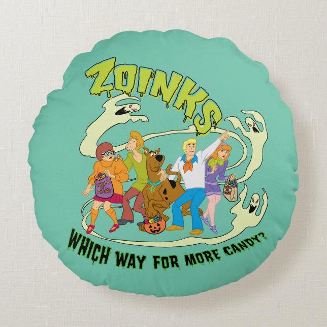 Scooby-Doo | Zoinks Which Way for More Candy? Round Cushion (Front)