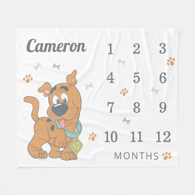 Scooby-Dooo Monthly Milestone Baby Fleece Blanket (Front (Horizontal))