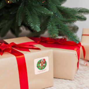 Scooby in Christmas Wreath - Personalised  Square Sticker