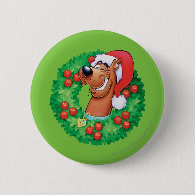 Scooby in Wreath 6 Cm Round Badge (Front)