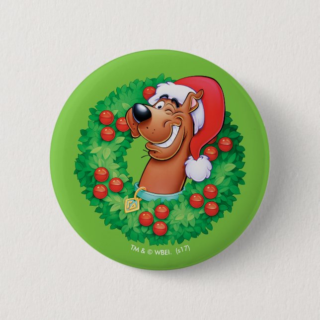 Scooby in Wreath 6 Cm Round Badge (Front)