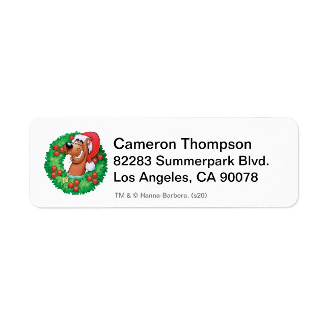 Scooby in Wreath Return Address Label (Front)