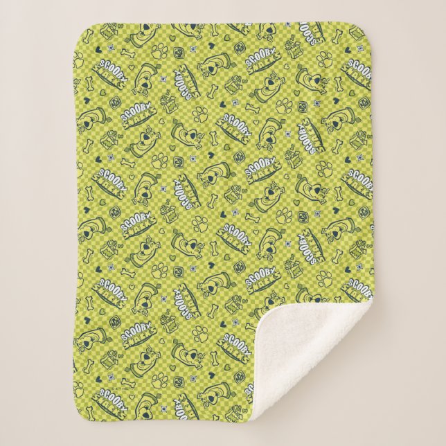 Scooby Snacks Galore Chequered Pattern Sherpa Blanket (Front)