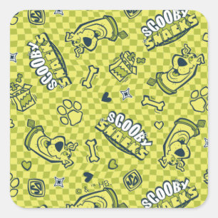 Scooby Snacks Galore Chequered Pattern Square Sticker