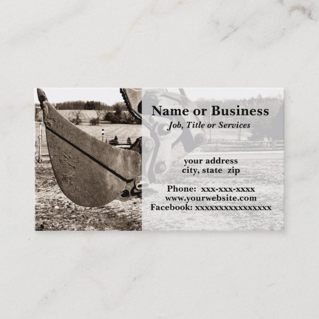 scoop for backhoe business card (Front)