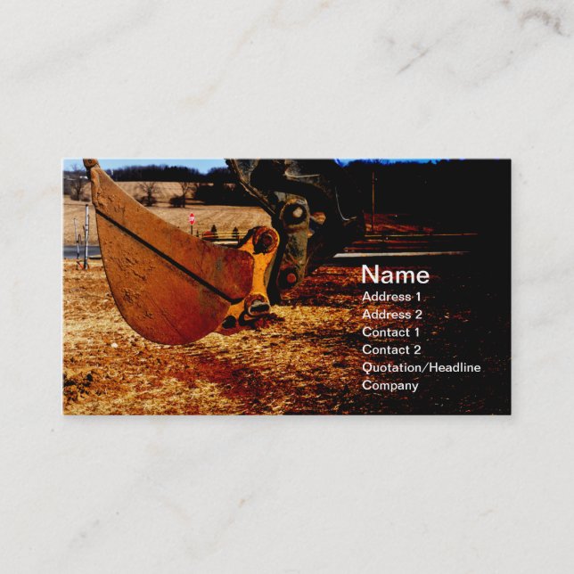 scoop for backhoe business card (Front)