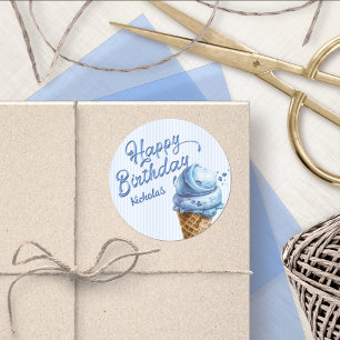 Scoop Ice Cream Boys Any Age Birthday Classic Round Sticker