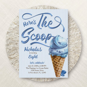 Scoop Ice Cream Boys Any Age Birthday Invitation