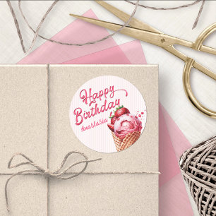 Scoop Ice Cream Girls Birthday Classic Round Sticker
