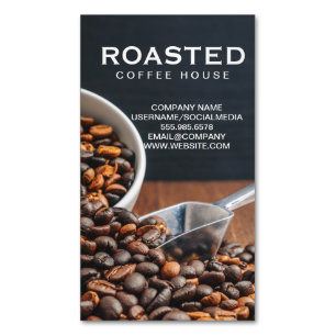 Scoop of Coffee Beans Magnetic Business Card