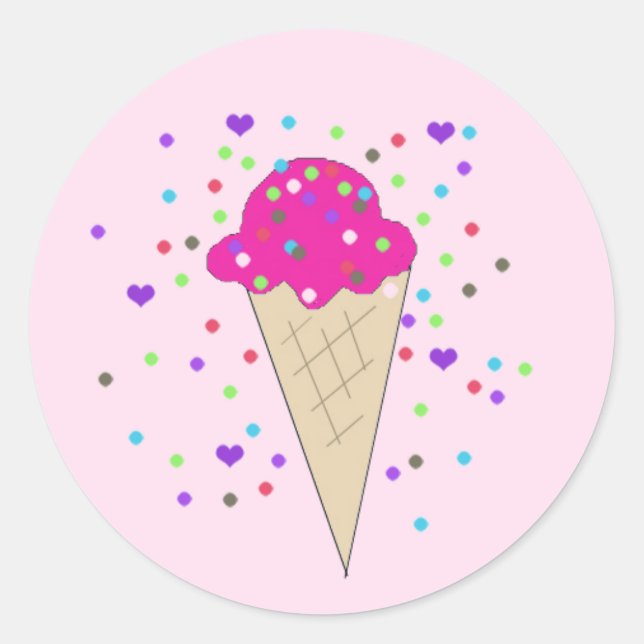 Scoop of Confetti Ice Cream Classic Round Sticker (Front)