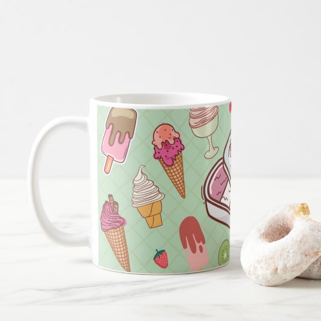 Scoop of Joy Mug: Cute Ice Cream Design Coffee Mug (With Donut)
