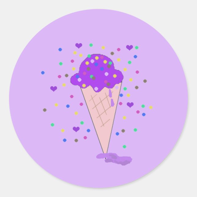 Scoop of Purple Confetti Ice Cream Classic Round Sticker (Front)