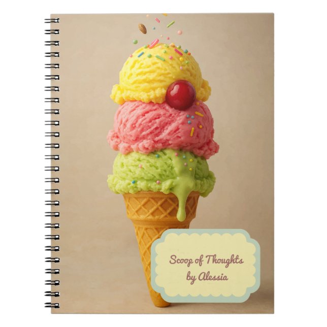  Scoop of Thoughts – Personalised Ice Cream  Notebook (Front)