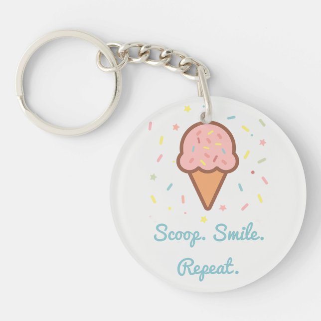 Scoop. Smile. Repeat. Ice Cream Sprinkle Keychain (Front)