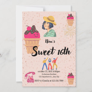 Scoop Style Sparkle A Whimsical Sweet 16 Bash Magnetic Invitation