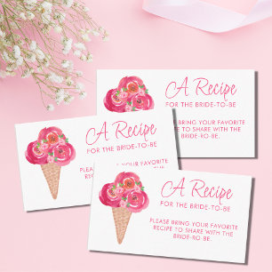 Scooped Up Bridal Shower Pink Share A Recipe Enclosure Card