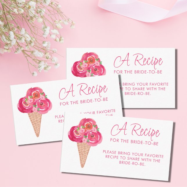 Scooped Up Bridal Shower Pink Share A Recipe  Enclosure Card (Creator Uploaded)