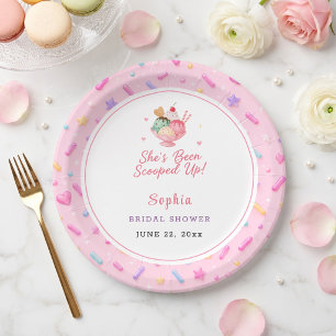 Scooped Up Bridal Shower Sweet Pink Custom Paper Plate