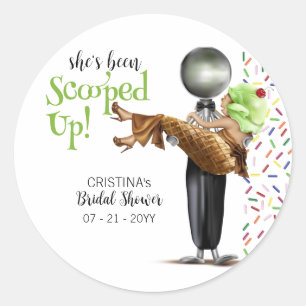 Scooped Up Chocolate Ice cream Bridal Shower Classic Round Sticker