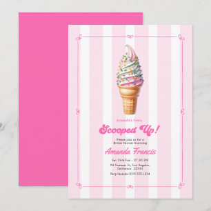 Scooped Up Hot Pink Ice Cream Bridal Shower Invitation