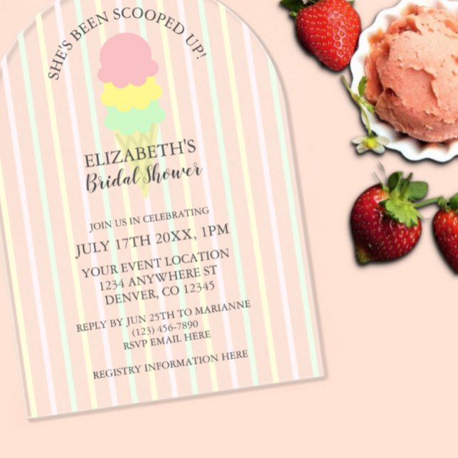 Scooped Up Ice Cream Bridal Shower Acrylic Invitations (Creator Uploaded)