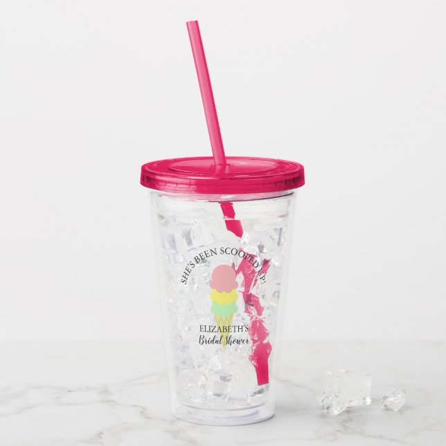 Scooped Up Ice Cream Bridal Shower Acrylic Tumbler (Front Ice)