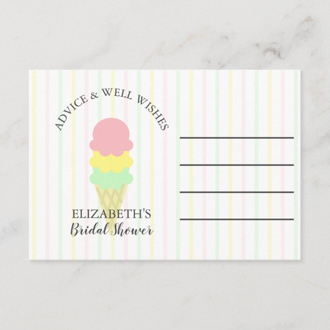Scooped Up Ice Cream Bridal Shower Advice Card (Front)