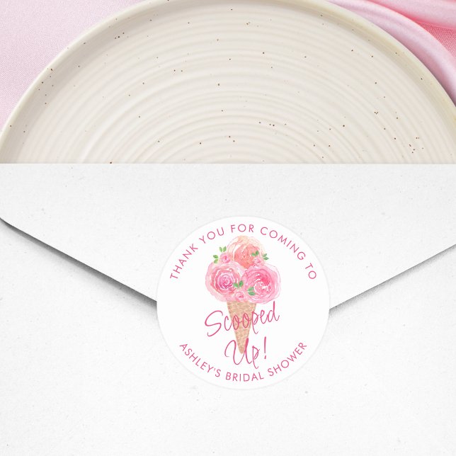 Scooped Up Ice Cream Bridal Shower Classic Round Sticker (Creator Uploaded)