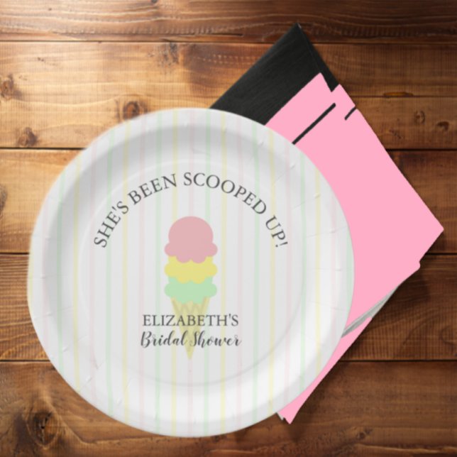 Scooped Up Ice Cream Bridal Shower Paper Plate (Creator Uploaded)