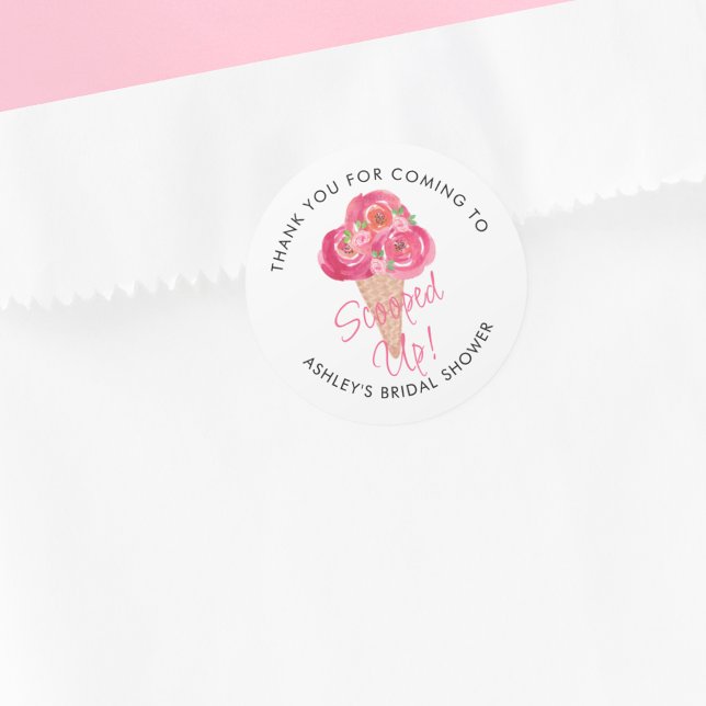 Scooped Up Ice Cream Bridal Shower Personalised Classic Round Sticker (Creator Uploaded)