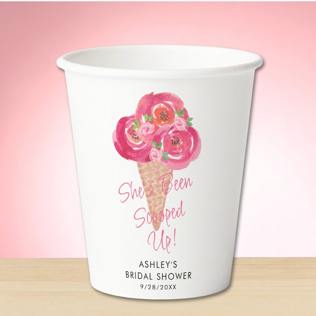 Scooped Up Ice Cream Bridal Shower Personalised Paper Cups (Creator Uploaded)