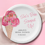 Scooped Up Ice Cream Bridal Shower Personalised Paper Plate<br><div class="desc">This pretty ice cream-themed bridal shower paper plate is decorated with watercolor florals and an ice cream cone. The text says "She's been scooped up!" in stylish pink typography. Easily customisable. Use the Design Tool to change the text size, style, or colour. As we create our artwork you won't find...</div>