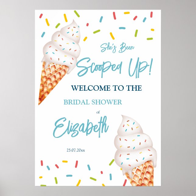 Scooped up ice cream bridal shower welcome sign (Front)