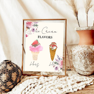 Scooped Up Ice Cream Flavours Bridal Shower Bar  Poster