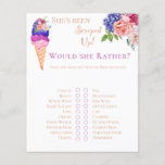 Scooped Up Ice Cream Floral Bridal Shower Fun Game<br><div class="desc">This unique Ice Cream themed Watercolor I painted by my own in modern Azur Blue, Vanilla Cream, Peach, Burgundy, Viva Magenta and Blush Pink colours perfect for your fun and sparkly selebration with friends "She's been scooped up" Bridal Shower. Other matching items for your party available in my PatternDigitPics stope's...</div>