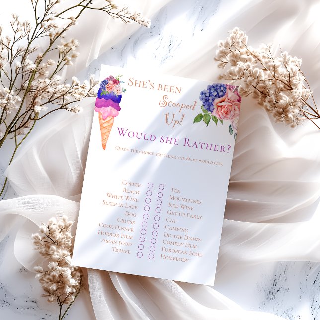 Scooped Up Ice Cream Floral Bridal Shower Fun Game (Creator Uploaded)