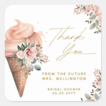 Scooped Up Ice Cream Floral Pink Bridal Shower