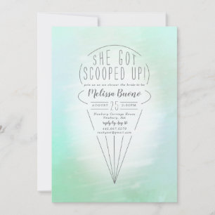 Scooped Up Ice Cream Theme Bridal Shower Invitation