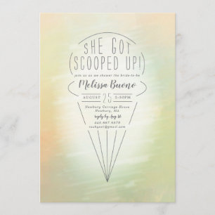 Scooped Up Peach Ice Cream Theme Bridal Shower Invitation