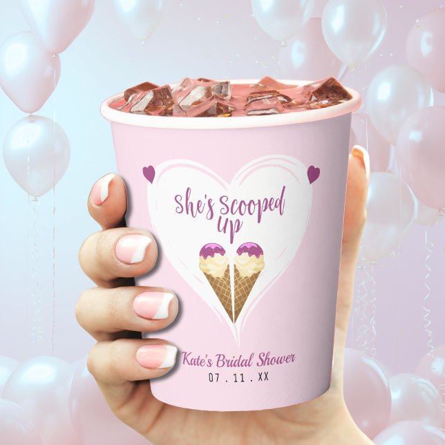 Scooped Up Pink Ice Cream Heart Bridal Shower Paper Cups (Scooped Up Pink Ice Cream Heart Bridal Shower Paper Cups
)