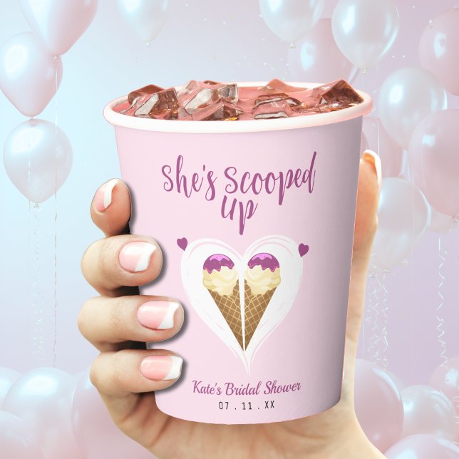 Scooped Up Pink Ice Cream Heart Bridal Shower Paper Cups (Scooped Up Pink Ice Cream Heart Bridal Shower Paper Cups
)