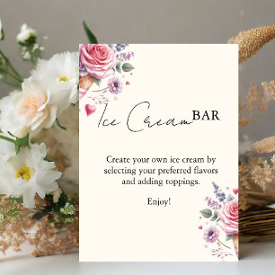 Scooped Up Pink Modern Bridal Shower  Bar Signs