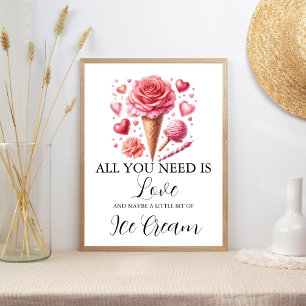 Scooped Up Pink Modern Bridal Shower Bar Signs