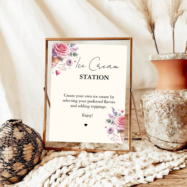 Scooped Up Pink Modern Bridal Shower  Bar Signs (Creator Uploaded)