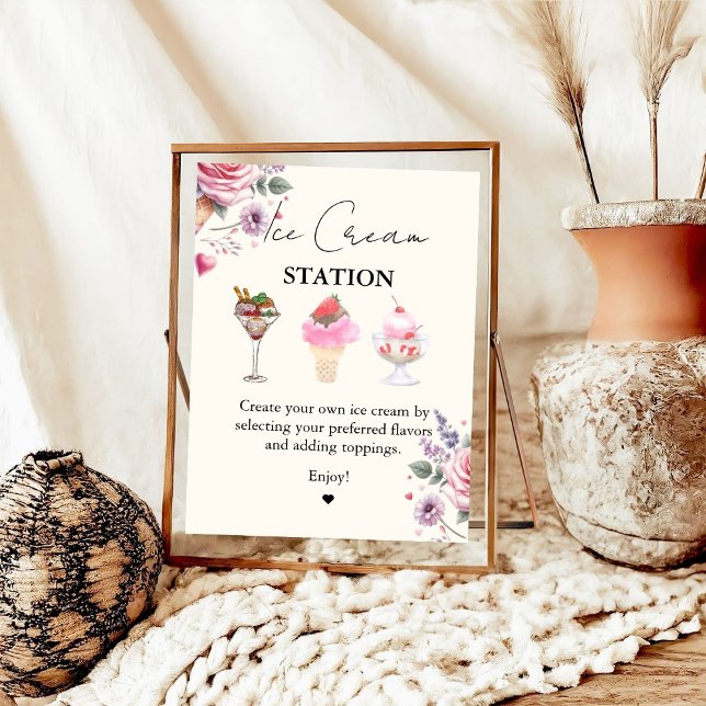 Scooped Up Pink Modern Bridal Shower Bar Signs (Creator Uploaded)