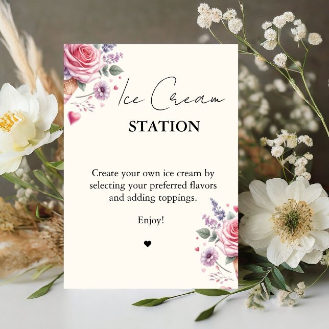 Scooped Up Pink Modern Bridal Shower  Bar Signs (Creator Uploaded)