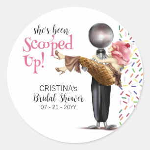 Scooped Up Strawberry Ice cream Bridal Shower Classic Round Sticker